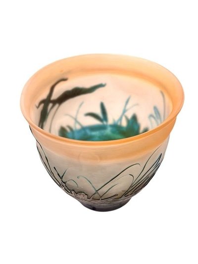 Vaso Emile Gallé Art Nouveau "Aux Nénuphars Et Sagittaires