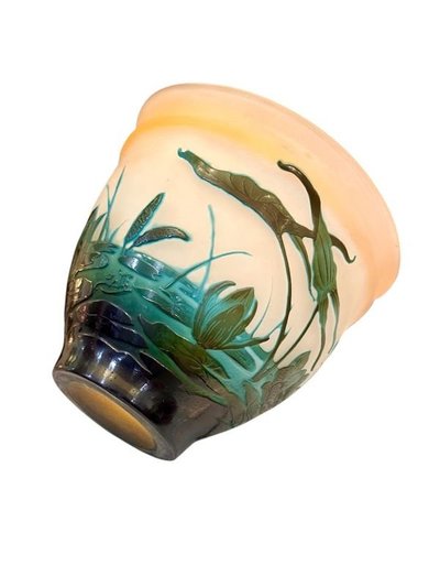 Vaso Emile Gallé Art Nouveau "Aux Nénuphars Et Sagittaires