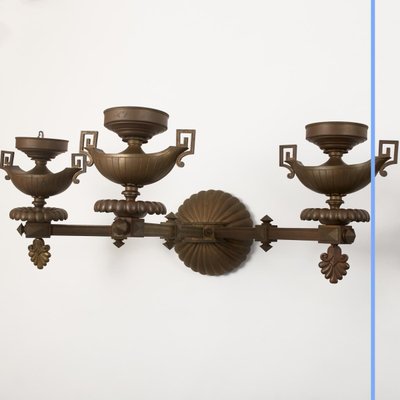 Pair of Greek Revival bronze sconces, 19th century