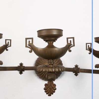 Pair of Greek Revival bronze sconces, 19th century