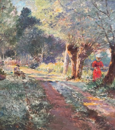 Scuola impressionista francese - lungo il fiume, circa 1900