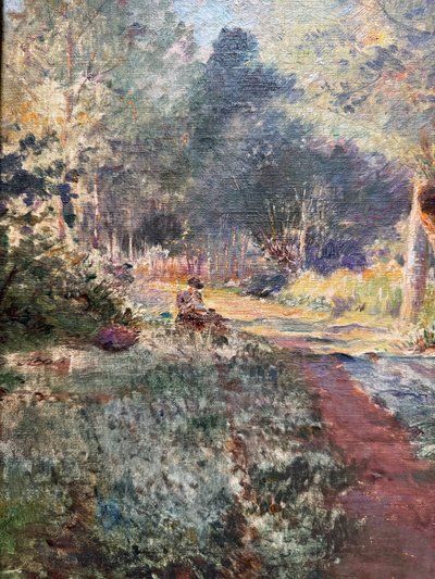 Scuola impressionista francese - lungo il fiume, circa 1900