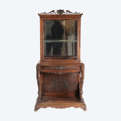 Maison Alphonse Giroux, vetrina in legno tinto intagliato con drago, XIX secolo