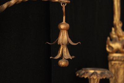 Pair of sconces with gilded wrought-iron flowers, Italy, late 18th c.