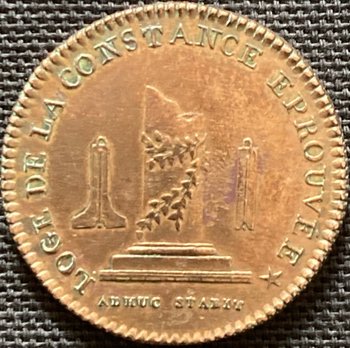 Jeton en bronze de la Loge " La Constance éprouvée " Orient de Paris - 1785