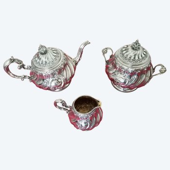 Magnificent tea service in solid silver from the Napoleon III period