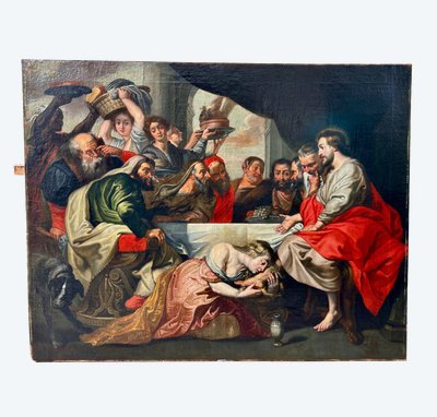 17th century Flemish school Follower of Peter Paul Rubens - The Meal at Simon the Pharisee's House