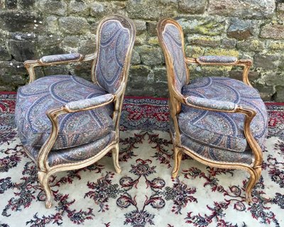 Pair De Fauteuils Cabriolets De Style Louis XV