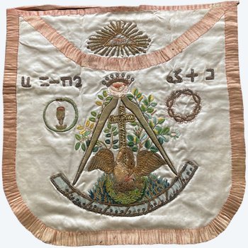 Rosicrucian Knight's apron in silk embroidered with canetilles - End of 18th century - beginning of 19th century