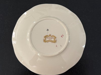 RARE and MAGNIFICENT Sarreguemines decorated with Orchids, Tea cup and saucer (3)