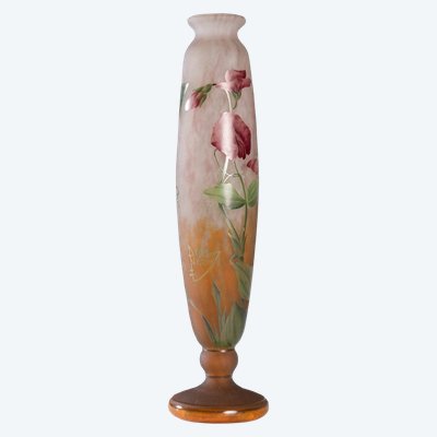 Maison Daum, vaso monoflore con piselli odorosi, XX secolo