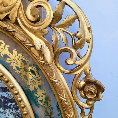 Large oval mirror in gilded wood, Napoleon III, 19th century