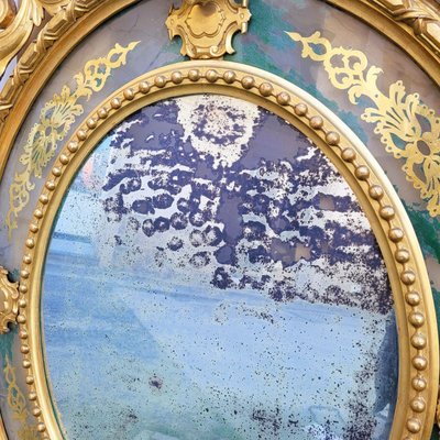 Large oval mirror in gilded wood, Napoleon III, 19th century