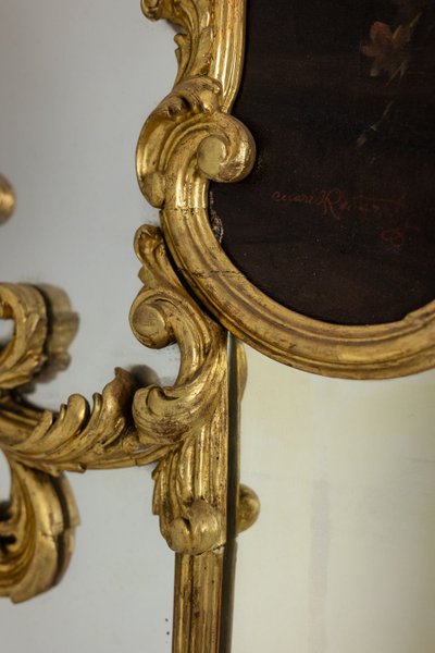 Large Louis XV style trumeau or mirror with glazing beads. Circa 1950. LS54942157U