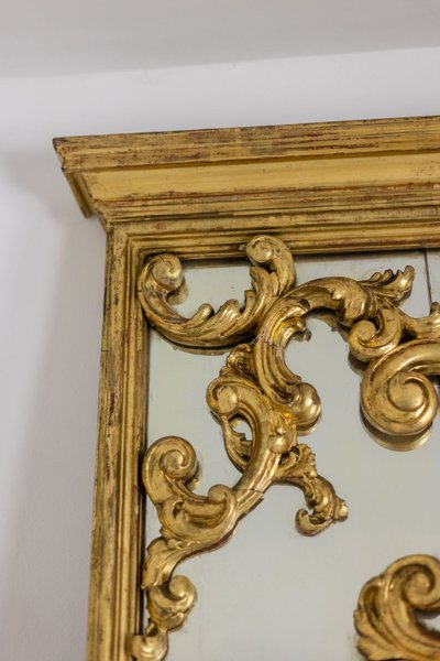Large Louis XV style trumeau or mirror with glazing beads. Circa 1950. LS54942157U