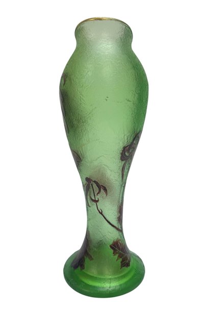 Montjoye - Frosted vase with Chrysanthemum design
