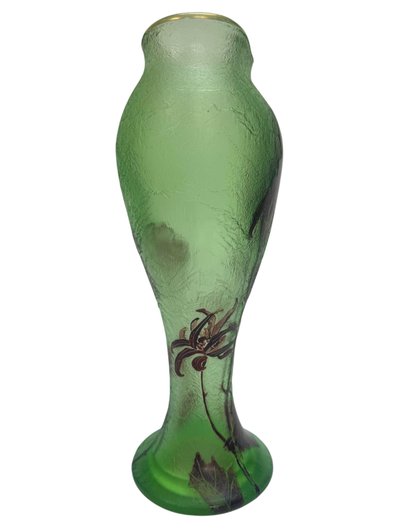 Montjoye - Frosted vase with Chrysanthemum design