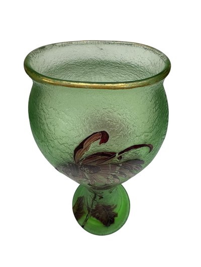 Montjoye - Frosted vase with Chrysanthemum design