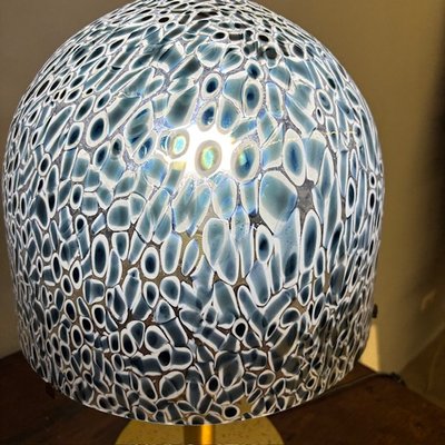 Lampada Murano vintage Vistosi anni 70 . Vetro a Murrine e struttura in ottone . Mis h cm 50 . diame
