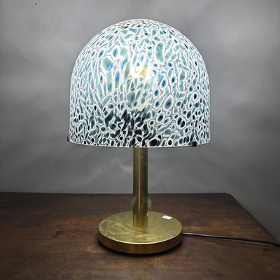 Lampada Murano vintage Vistosi anni 70 . Vetro a Murrine e struttura in ottone . Mis h cm 50 . diame