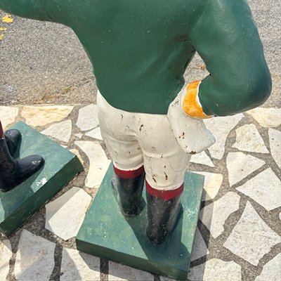 Antica coppia di sculture made in Usa  in ghisa da giardino -Fantini con anello per Cavalli . Mis Al