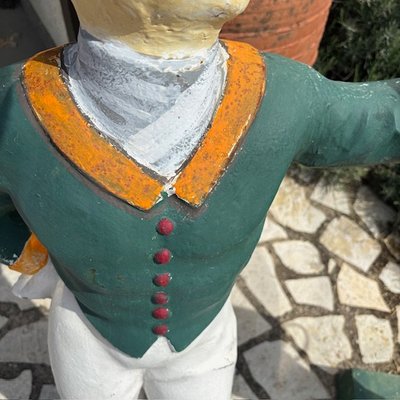 Antica coppia di sculture made in Usa  in ghisa da giardino -Fantini con anello per Cavalli . Mis Al