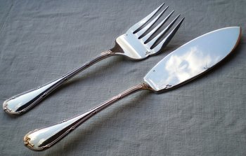 Christofle "Ribbons" fish serving set