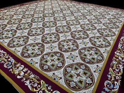 Large Aubusson petit point carpet 465 x 455 cm