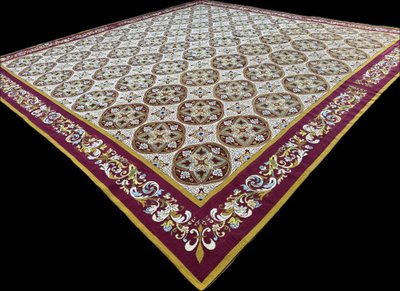 Large Aubusson petit point carpet 465 x 455 cm