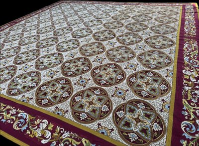 Large Aubusson petit point carpet 465 x 455 cm