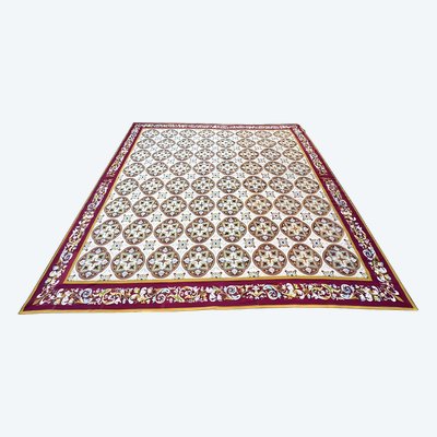 Large Aubusson petit point carpet 465 x 455 cm
