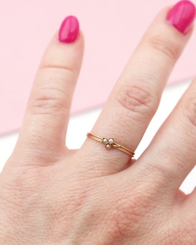 Bague porte-bonheur trèfle en or 18k, bague ancienne, bague fine, bijou ancien français