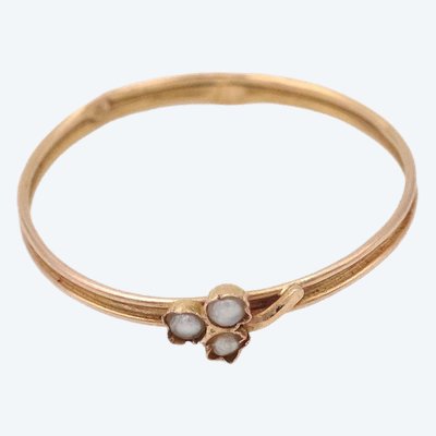 Bague porte-bonheur trèfle en or 18k, bague ancienne, bague fine, bijou ancien français
