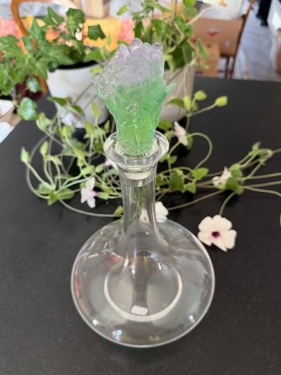 DAUM: Superb crystal decanter with glass paste stopper!