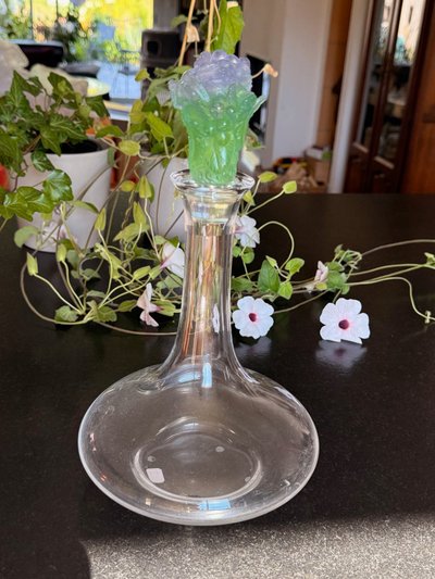 DAUM: Superb crystal decanter with glass paste stopper!