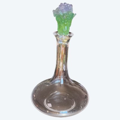 DAUM: Superb crystal decanter with glass paste stopper!