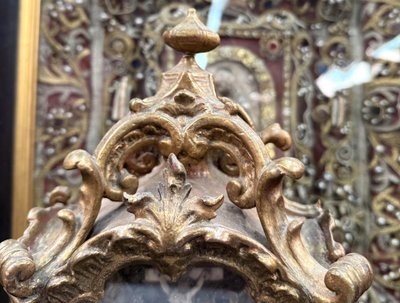 Baroque Reliquary in gilded wood - Crucifix under glass - 18th century