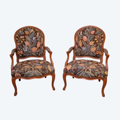 Pair Of Louis XV Style "à la Reine" Armchairs