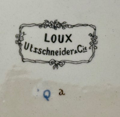 RARE SARREGUEMINES decor OBERNAI, RECTANGULAR PLATE bearing mark LOUX-UTZSCHNEIDER & CIE