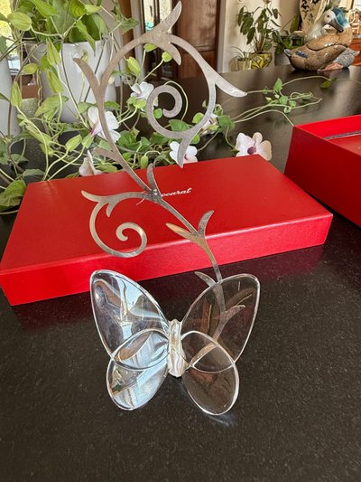 Bellissimo portafoto in cristallo a farfalla firmato Baccarat