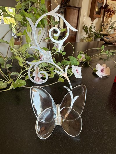 Bellissimo portafoto in cristallo a farfalla firmato Baccarat