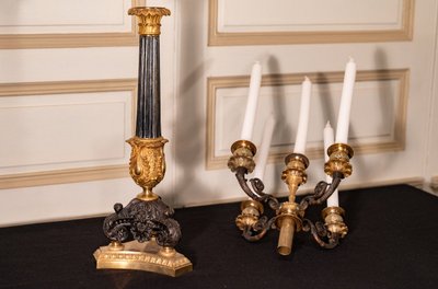 Candelabri stile impero in bronzo e ottone