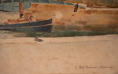 Aquarelle Du Port De Cherbourg Signed Gabriel Rogier