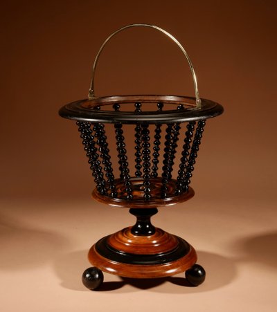 Magnificent walnut and ebony planter, tea/peat bucket.