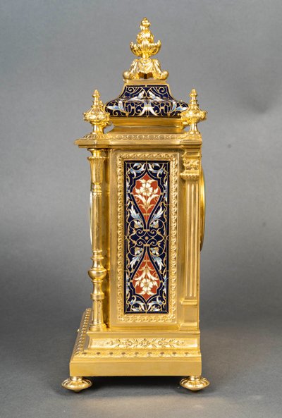 A gilt bronze and cloisonné enamel mantelpiece, 19th century
