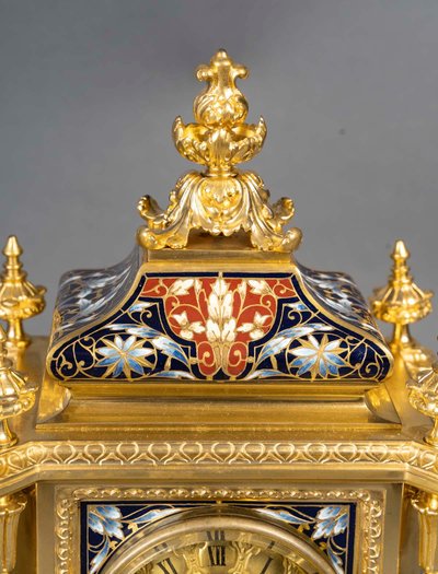 A gilt bronze and cloisonné enamel mantelpiece, 19th century