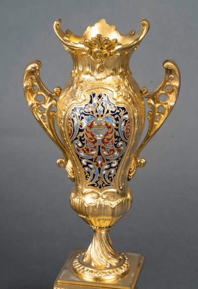 A gilt bronze and cloisonné enamel mantelpiece, 19th century