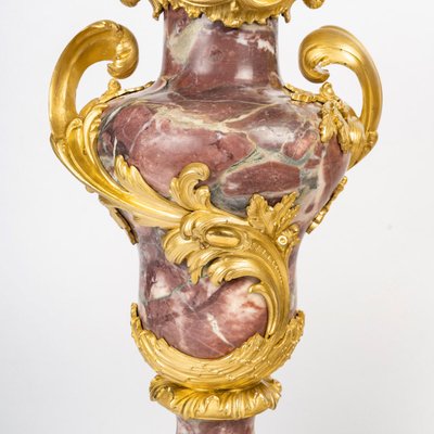 A pair of marble and gilt bronze cassolettes, late 19th century