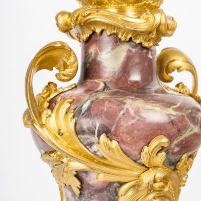 A pair of marble and gilt bronze cassolettes, late 19th century