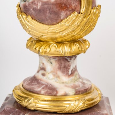 A pair of marble and gilt bronze cassolettes, late 19th century